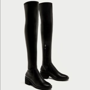•zara tall faux leather over the knee boots•